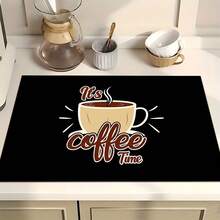 1 pieza Felpudo absorbente con diseño de hora del café, decoración del hogar, felpudo absorbente para encimera de máquina de espresso, felpudo de drenaje del fregadero, felpudo absorbente suave para grifos, accesorios de baño, suministros de cocina - Multicolor - Ver 2