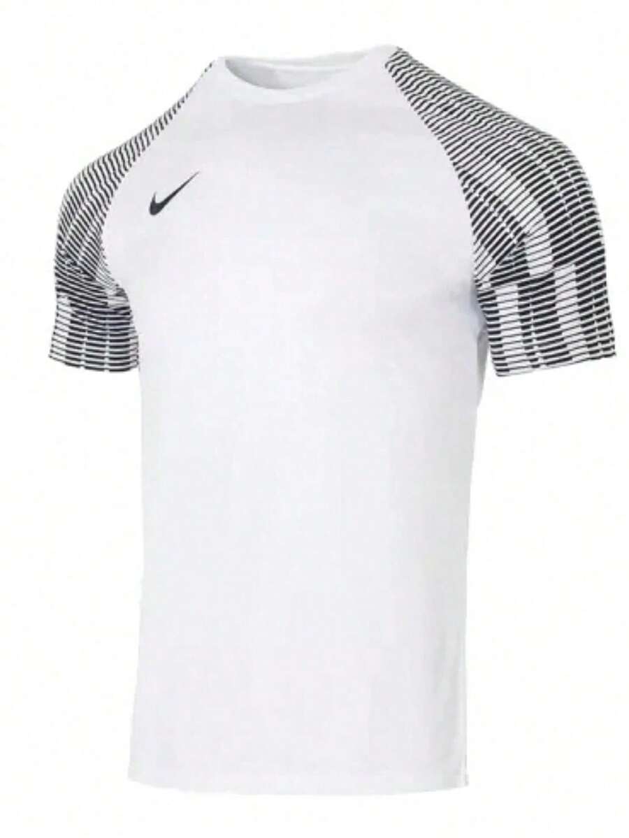Nike Camiseta de manga corta clásica con empalme, transpirable y ligera Dri-FIT para hombres - Blanco y Negro - Ver 1