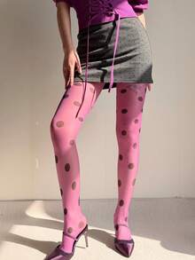 1pc New Colorful Polka Dot Pattern Tights - Purple - View 4