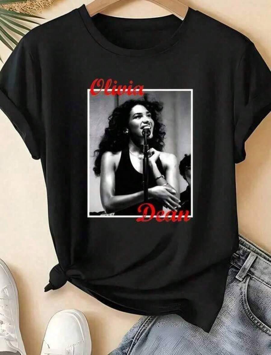 conjuntos para adolescentes/blusas de niña Olivia Dean Inspired Vintage Singer T-Shirt – Camiseta Gráfica de Música Soul Retro, Ropa Negra Uni Concert Sty para Niñas, Ropa para Niños, Blusas para Mujer, Blusas para Hombre, Ropa de Verano, Blusas de Verano, Camisetas Divertidas, Camiseta Gráfica, Blusas Negras, Conjuntos de Vacaciones para Mujer, Conjuntos de Vacaciones de Veranoblusas para mujer playeras de mujer vestidos casuales para mujer y2k playeras deportivas para mujer verano camisetas ropa de mujer Fashion Perfect For Daily - Negro - Ver 1
