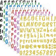 8pcs/Set Glitter Letter Stickers, Gold, Silver, Black Glitter Calligraphy Alphabet Stickers, Self-Adhesive DIY Number Labels, Card Glitter Stickers, Suitable For Decoration, Scrapbooking, Mailbox, Kitchen, Graduation Cap, Logo, Handcraft - Multicolor - View 23