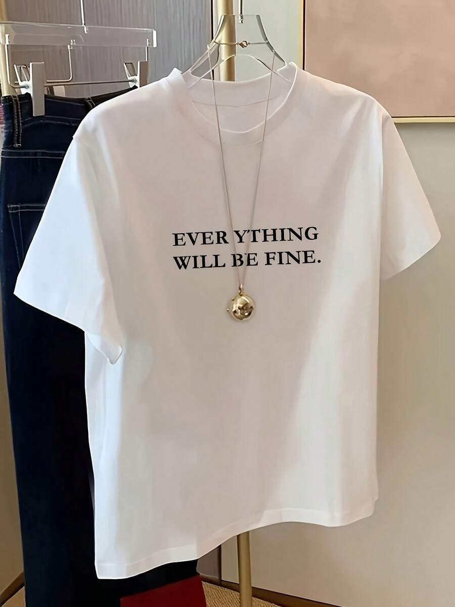 Camiseta de manga corta para mujer, diseño de verano, corte ajustado, estampado de dibujos animados, camiseta de manga corta, camiseta pura de manga corta, top, camiseta interior #3333 - Blanco - Ver 1