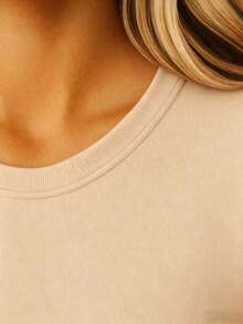 Women's Simple Loose Fit T-Shirt, Modern Style, Short Sleeve Pencil Print T-Shirt, Round Neck, Women's T-Shirts, Graphic Blouses For Women. New Stylish T-Shirt - Ideal For Summer. Women's Graphic Print T-Shirt Summer 2026 - 杏色 - 查看 4