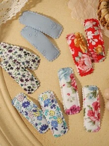 10pcs Floral Embroidered Hair Clips, Gentle Style BB Clips, Versatile Daily Hair Accessories - Mixed color - View 13