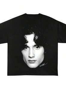 Cómodo Camiseta Unisex Personalizada con Estampado Gráfico del Rey del Pop Retro, , playeras de mujer algodon, blusa casual mujer,  mujer - Negro 2 - Ver 6