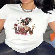 1 Camiseta Camiseta de manga corta dise? para restaurantes, con un estilo artístico, corte cómodo y material duradero, perfecta para ocasiones casuales, una opción moderna - Blanco - Ver 2