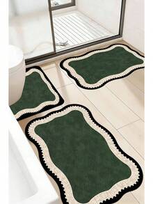 Alfombra de baño con forma asimétrica color verde musgo, alfombra de baño, felpudo, alfombra pequeña, alfombra, tapete, decoración del hogar, alfombra de área, felpudo exterior, decoración del hogar, alfombra de área, alfombra de dormitorio, alfombra lavable - Multicolor B - Ver 1