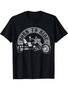 Ropa para hombre 2026, Camiseta de motociclista Born to Ride Tricycle Rider - Diseño gráfico de motociclista en triciclo, impresión por transferencia de calor, camiseta casual de manga corta con cuello redondo, adecuada para entusiastas de triciclos y clubes de motociclistas, ajuste cómodo para todas las estaciones, ideal para el hogar, la oficina y fiestas, camiseta para mujer. - Negro - Ver 5