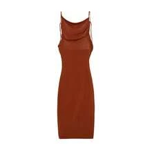 2024 nueva moda de verano vestido Sexy sin tirantes vestido sin tirantes con cuello colgante temperamento - Marrón oscuro - Ver 1