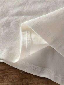 Simple Short-Sleeved, Round-Neck T-Shirt With Print, Suitable For Everyday Wear. - 白色 - 查看 5