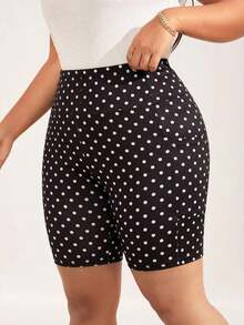 Pantalones cortos deportivos de cintura alta básicos y casuales para mujer de talla grande en color negro, con bolsillo, adecuados para entrenamiento de verano y ropa deportiva - Negro 4 - Ver 2