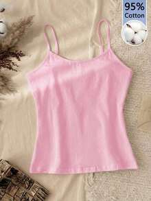 Camiseta de tirantes de algodón 95% versátil para mujer, azul claro, adecuada para el verano - Rosa - Ver 6