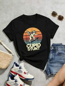 Camiseta de manga corta con cuello redondo suave y casual de verano para mujer, tops para salir, algodón, vintage, estilo callejero europeo y americano, casual deportivo, estilo unisex, estilo casual urbano, tops bonitos, Gen Z, curvas, ropa Y2K, camisetas divertidas, tops para damas, conjuntos de vacaciones para mujer, top lindo, camiseta gráfica, conjuntos de primavera, camisetas holgadas, ropa de calle retro, estilo de los 90, estilo de los 2000, subcultura, top negro, tops blancos, atuendo de fiesta de los 90. Blanco - Negro - Ver 4