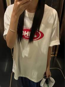 Camiseta de Manga Corta Blanca, Moderna y Sencilla para Mujer, Top Suelto de Verano - Blanco - Ver 4