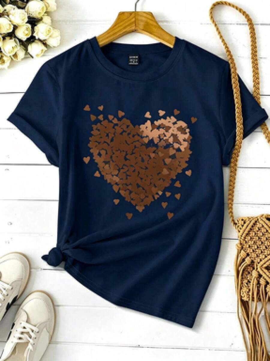 Camisetas estampadas de cuello redondo para verano (los pantalones son solo sugerencias de estilo) son holgadas y no realzan la figura, y el tejido es delgado y no abulta. Confeccionado con telas suaves, transpirables y amigables con la piel, ofrece comodidad en la parte superior del cuerpo y evita la sensación de sudoración, con un diseño de estampado clásico y sencillo, adecuado para el uso diario, ir de compras y para el tiempo libre, con los mismos modelos básicos y versátiles para hombres y mujeres, muy adecuado para ocasiones como el Día del Trabajo y el Día de la Independencia de México, y fácil de usar durante todo el año. - Azul Marino - Ver 1