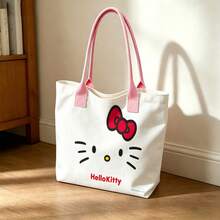 Miniso Sanrio Hello Kitty 简约帆布手提包，米白色单肩包，日常使用 - 白色 - 查看 2
