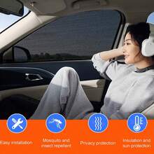 Tấm che nắng cửa sổ xe hơi đa năng (2/4 chiếc), thoáng khí, chống muỗi, chống bụi, thông gió, chống muỗi cho cửa sổ xe. - A - Xem 5