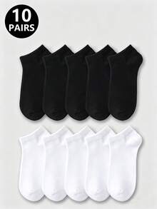 1/5/10/20 Pairs Unisex Casual Soft Comfortable Short Socks, Minimalist Versatile Design - Multicolor - View 19