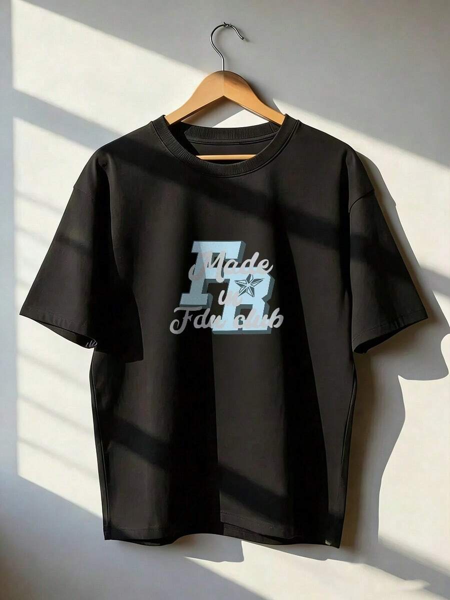 American Style Casual Short Sleeve T-Shirt, Fashionable Short Sleeve T-Shirt For Spring And Summer 2026, Made In Mexico, 180 Grams. Cartoon Print, Couple Design, Suitable For Indoor Or Outdoor Wear. Crew Neck, Unisex, Ideal For Office And Leisure. One-Piece Pack. - BK-P631577SLNDXZGY573 - 查看 1