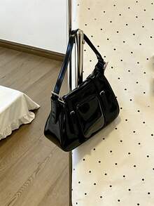 2025 New Japanese Style Bow Decor Shoulder Bag, Transparent Crossbody Bag For Commute And Daily Use, Anime Aesthetic - Black - View 3