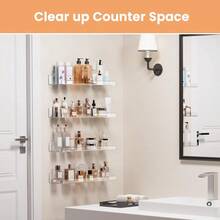 Acrylic Shelves For Bathroom Storage, 15" Floating Shelves Wall Organizer For Perfume, Make Up, Skincare, Bookshelf For Bedroom, Nursery, Living Room Decor, Clear, 4 Pack - Clear - View 4