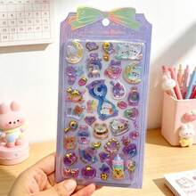 Beautiful 3D Gem Embossed Stickers, Crystal Magic Wands, Hearts, Bows, Flying Birds, Magical Girl Stickers, Lovely Animal 3D Jelly Stickers, Transparent Decorative Decals For Phone Cases. - Multicolor - View 17