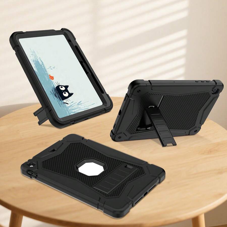 适用于 iPad A16 11 英寸/9/8/7 英寸/10.2 英寸/Galaxy Tab A11 Plus/A9 Plus 的保护套，带可调节支架，防震 - 黑色 - 查看 1