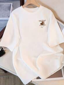 Camiseta Pure de Mujer, Manga Corta, Diseño Nicho Estampado, Nueva Colección Verano 2025, Top Holgado de Media Manga para Damas - Blanco - Ver 2