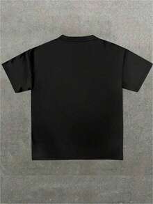 Camiseta de manga corta con cuello redondo camiseta de 100% algodón con estampado digital estilo urbano 1 unidad de 220g camiseta casual para hombre,moda diaria - Negro - Ver 2