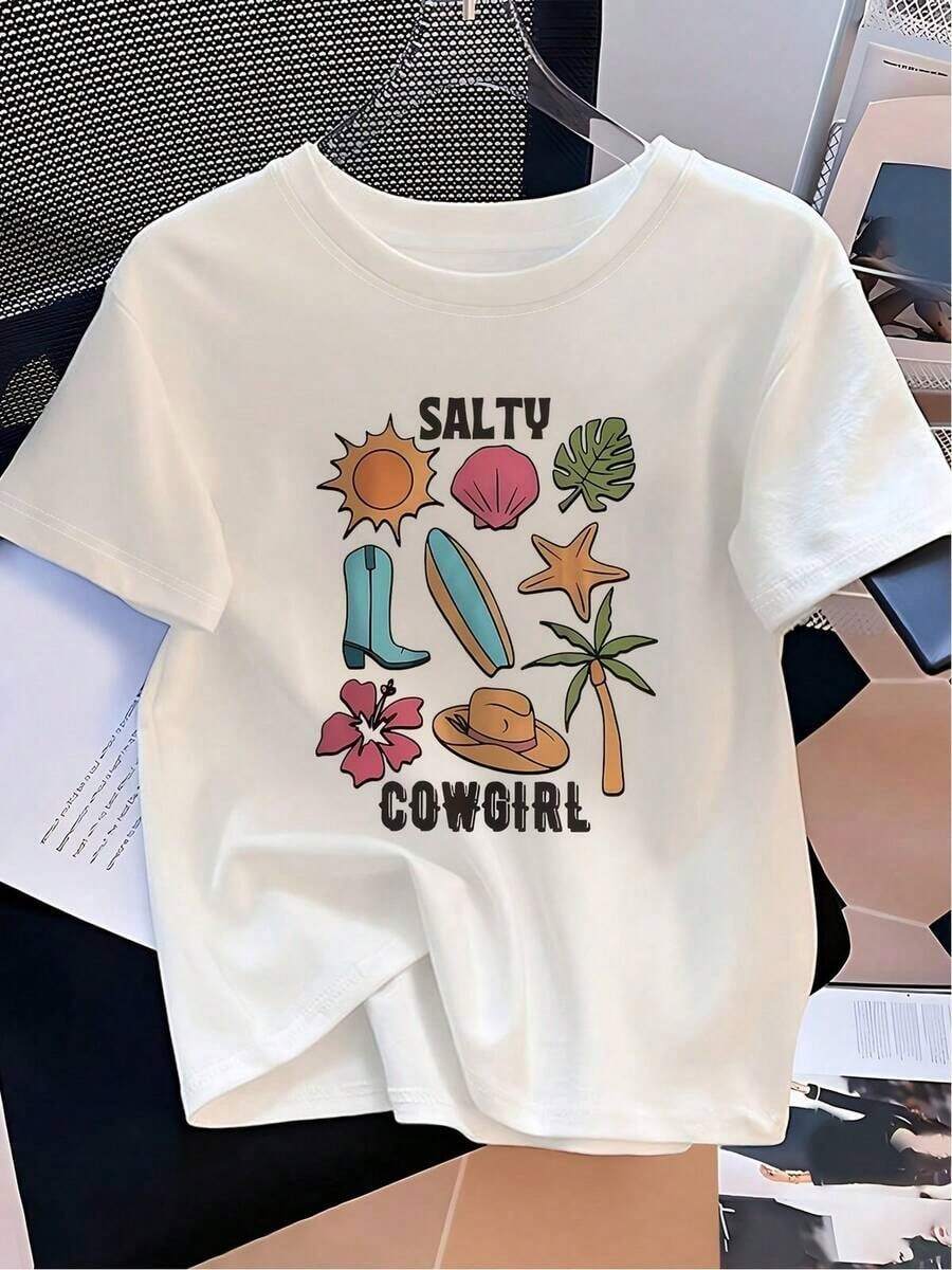 Camiseta de Mujer - Talla Grande - La camiseta casual de cuello redondo para mujer presenta diseños vibrantes y llamativos.Es a la vez moderna, cómoda y vibrante, camiseta de diseño retro, adecuada para mujeres. Camiseta casual de manga corta para mujer, talla estándar, camiseta básica. - Blanco - Ver 1