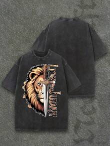 Camiseta casual vintage cómoda y lavada para mujer, camiseta de manga corta con cuello redondo,% algodón lavado y versátil para hombre, adecuada para uso diario y atuendos de, estilo unisex. - Negro - Ver 1
