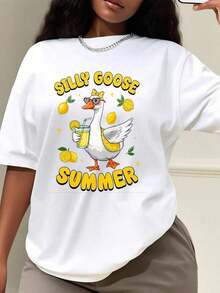 2026VaVaLuxe Camiseta Casual Estampada de Manga Corta para Mujer, Camisetas Gráficas de Primavera Verano, Tops Frescos de Verano para Mujer, Ropa Fresca de Verano para Mujer - Blanco 10 - Ver 1