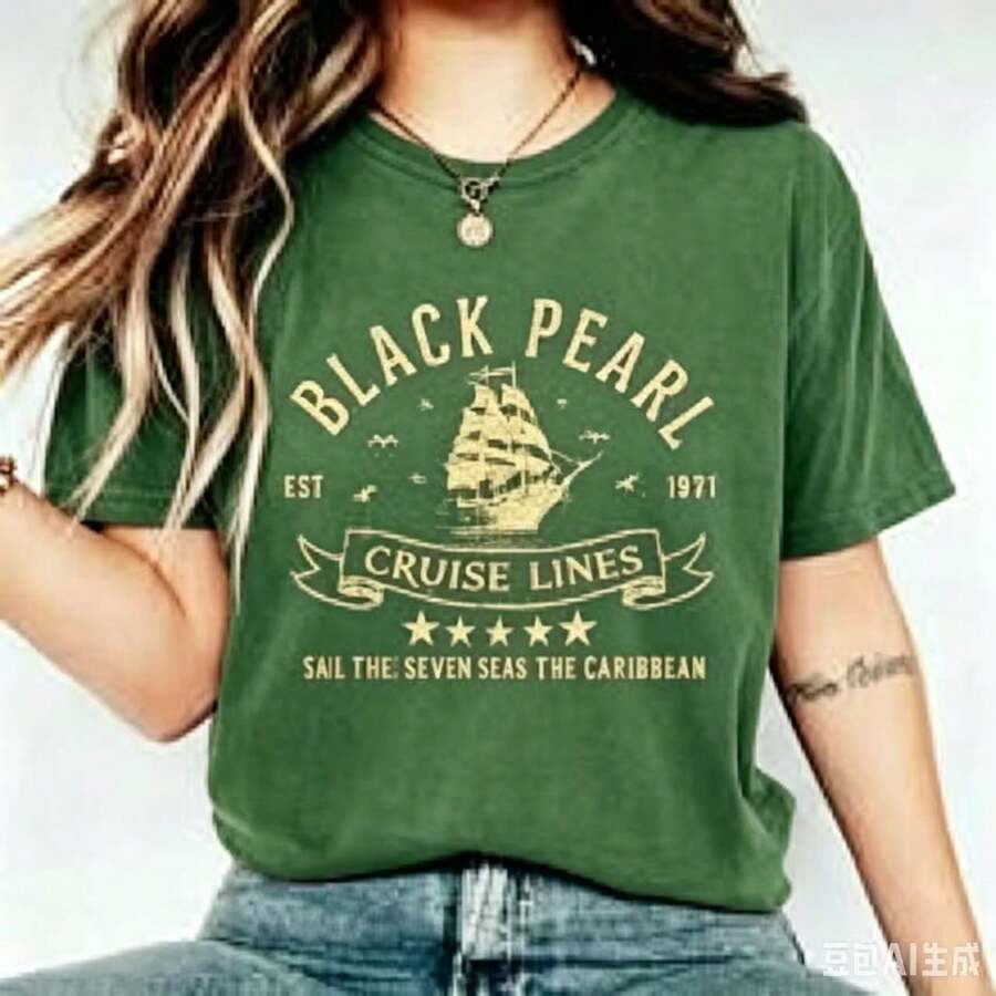 Blusa New Hot Selling Vintage Blusas Cute Top 100 Percent Cotton Camisas Para Hombre Manfinity MenPearl Cruise Lines Finest In The Caribbean Comfort - 軍綠色 - 查看 1
