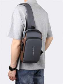 Men's Chest Bag Large Capacity One Shoulder Diagonal Bag With Password Lock Anti-Theft Bag, Men's Casual Sports Small Backpack, Motorcycle Bag, Fashionable Men's Waterproof Wear-Resistant Bag, Suitable For Teenagers, Summer Casual Outdoor Sports Or Travel, Graduation Gift Or Birthday Decoration Accessories - Multicolor - View 7