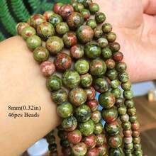 Hạt đá Garnet và Ngọc bích xanh tự nhiên hình tròn, kích thước 4/6/8mm, chất lượng cao, dùng để tự làm vòng tay, dây chuyền và trang sức. - Nhiều màu - Xem 3