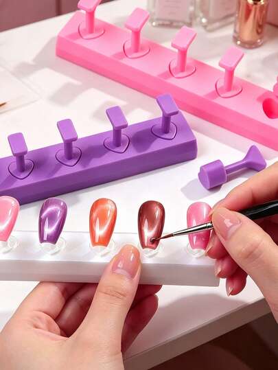 1 Giá đỡ móng tay để ép móng, Giá đỡ đầu móng giả không từ tính để luyện tập sơn móng, Phụ kiện bộ dụng cụ làm móng acrylic cho người mới bắt đầu, Thiết bị và trang trí tiệm nail, Tự làm dụng cụ làm móng kiểu macaron để tạo cảm giác hưng phấn.