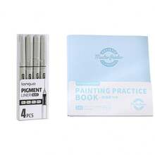 Languo Zeichenübung Skizzenbuch Sets, mit 0,2/0,3/0,4/0,5 mm Pigmentliner 3 Größen A4/B5/24K verdicktes 120 g/m² Papier, kein Tintenverlauf flach liegend 180° PU Cover, auslaufsicheres Markerpapier zum Zeichnen Skizzieren Ausmalen Anime Kunst Schulanfang Kunstbedarf - Sätze - Übersicht 14