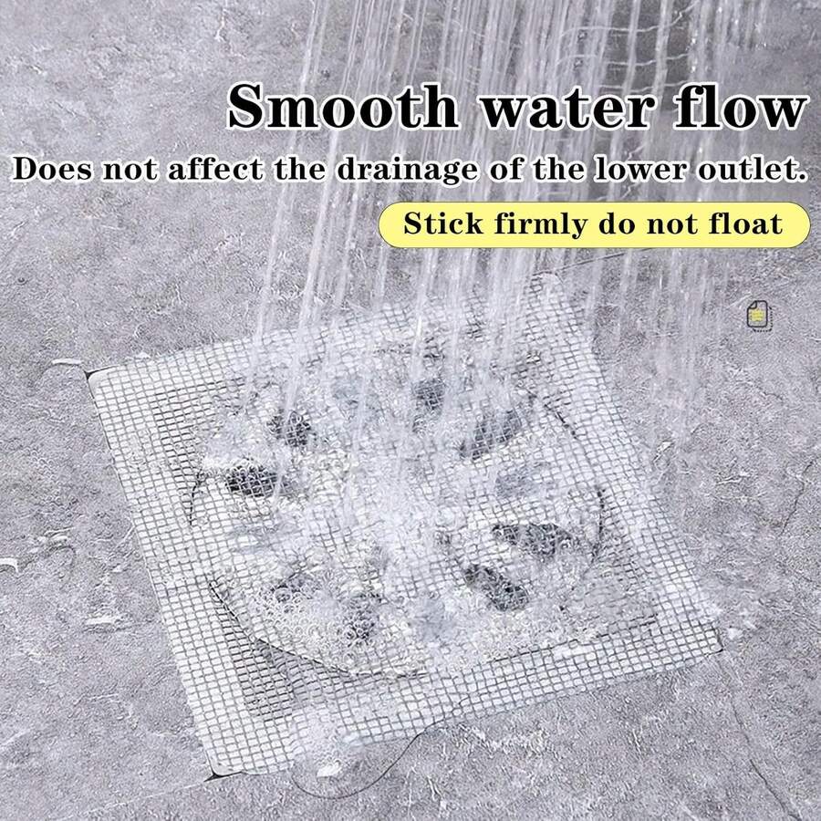 Strong Adhesive Mesh Drain Hair Catchers 10 Pack, Disposable Stick-On Filters For Laundry, Sink And Bathroom Floor Drains - 1 - View 1