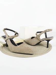7cm Apricot High Heel Pumps, Pointed Toe Slip-On Party Wedding Formal Shoes - Apricot - View 4