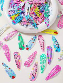 30pcs/Set Colorful Cartoon Candy Printed Water Drop Hair Clips, Enamel Hairpins For Girls, Daily Use - Multicolor - View 7