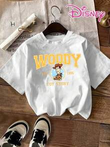 Disney Toy Story Woody PrintWomen Tee, Soft Casual Short Sleeve Summer Top, Classic Cartoon Apparel, Ideal Birthday&Holiday Gift For Ladies Oversized - 白色 - 查看 2