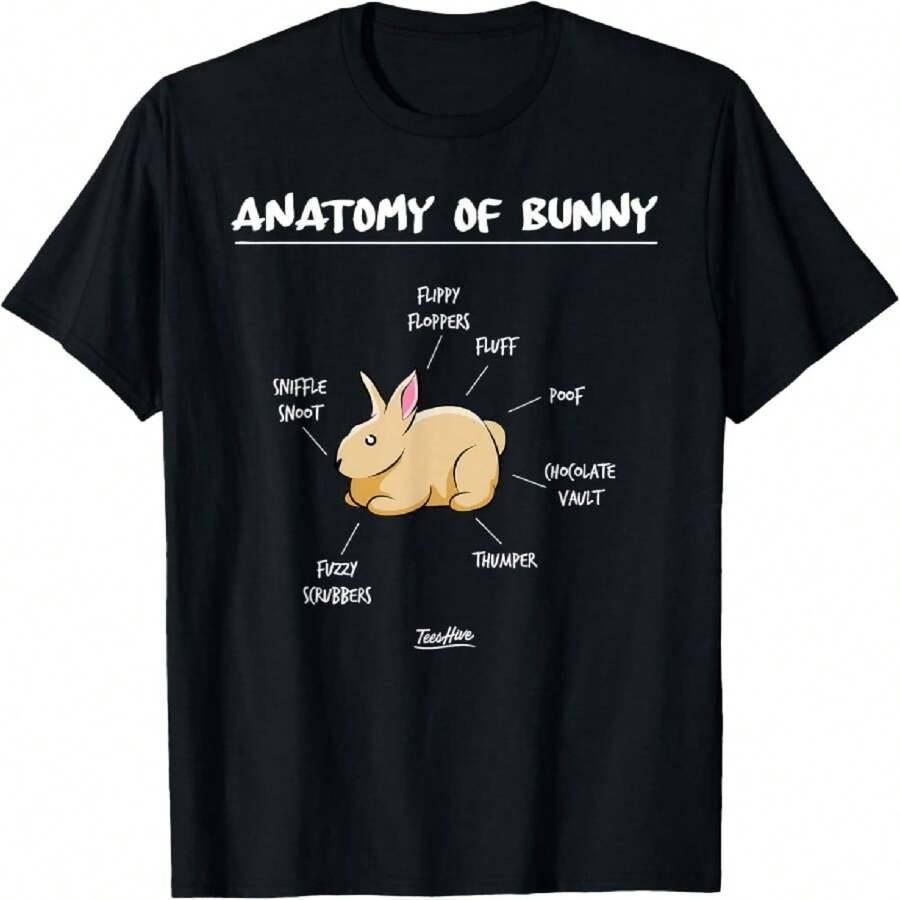Anatomy of Bunny Rabbit T-Shirt - Negro - Ver 1
