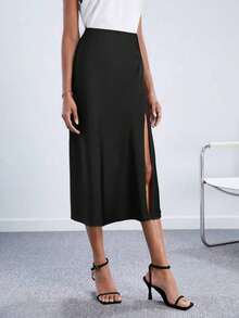 Falda A-Line de color café, elegante y moderna para el día a día, con estilo retro de los 90, adecuada para Navidad, Año Nuevo, San Valentín, fiestas, playa, graduación, moda, carnaval, vacaciones, invitada de boda, salidas, cit - Negro - Ver 3