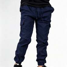 Men's Casual Military Tactical Pants - Multiple Pockets For Work And Sport - 藏蓝色 - 查看 4
