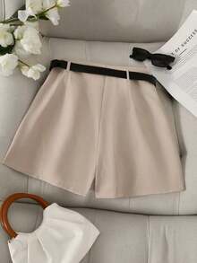 Pantalones con falda asimétrica de moda casual para ir al trabajo, pantalones cortos multifuncionales para mujer sin cinturón, pantalones con falda asimétrica a juego sin cinturón, falda asimétrica, falda con dobladillo asimétrico, falda pantalón - Granada - Ver 2