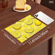 1pc Lemon Print Absorbent Mat/Drying Mat For Coffee Maker, Dishes - Polyester Absorbent Desktop Protective Mat With Rubber Anti-Slip Pad, For Kitchen Counter Decor, Home Bar And Dining Table - Multicolor - View 12
