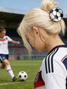 1个运动主题发夹 - 篮球、足球、半扎发、鲨鱼、防滑马尾辫 - 彩色 - 查看 2