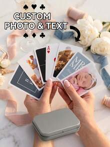 Bộ bài cưới thiết kế riêng, bài poker tối giản in tên cặp đôi và ngày cưới, quà tặng kỷ niệm đám cưới, sổ lưu niệm khách mời, sổ ký tên, quà tặng phù rể, hộp thiếc. - Nhiều màu - Xem 2