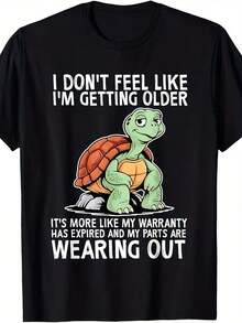 Funny Print T-Shirt "I Don't Feel Old, I'm Just Getting Slower" - Plus Size - Unisex Loose Fit 180 G/M² T-Shirt With Humor About Aging, Casual Crew Neck Short Sleeve T-Shirt, Suitable For Both Men And Women, A Funny Birthday Gift For All Seasons, Delivered From Local Warehouse - 白色 - 查看 11