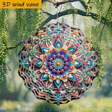 1个3D彩色纸艺曼陀罗花，尺寸25.5厘米/10英寸*25.5厘米/10英寸，带旋转挂钩，可360° DIY创意风车，多功能室内/室外360°旋转悬挂装饰（不含吊坠），款式随机 - A - 查看 4